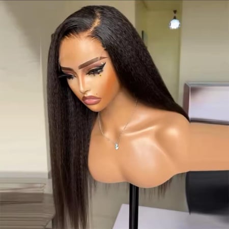 شعر افريقي ناعم مسحوب طول22 نص دانتيل