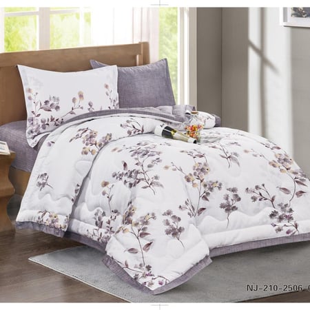 طقم مفرش سرير نفر ونص صيفي مفرش ولحاف و 2 غطاء مخدة