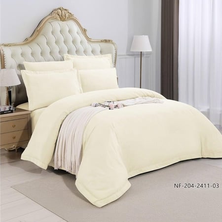 طقم مفرش فندقي سادة لون سكري بدون حشوة مقاس مزدوج 11-03