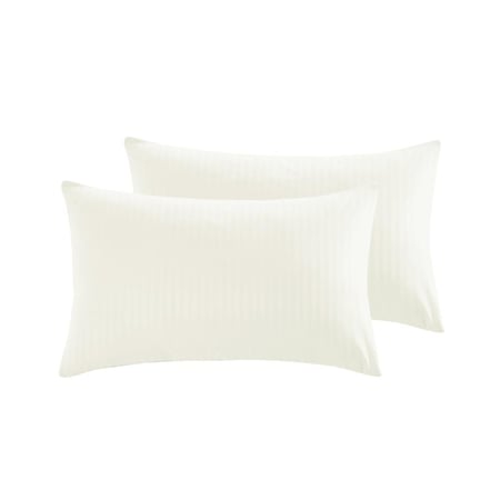 طقم مفرش فندقي مقلم   لون ابيض مطفي بدون حشوة مقاس مزدوج 12-02