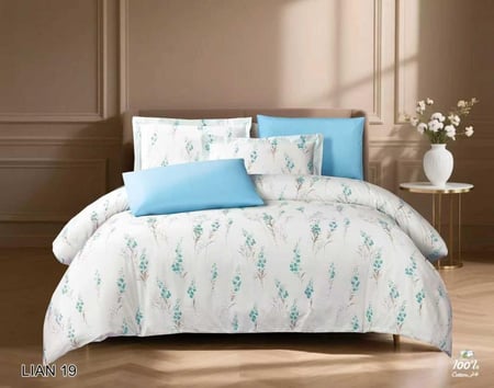 طقم مفرش صيفي نفر 4 قطع موديل LIAN 19  قماش قطن 100% حشوة ثابته
