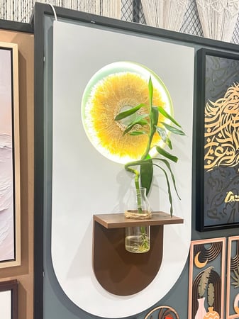 ديكور جداري خشبي اضائة وطبيعة 60*110