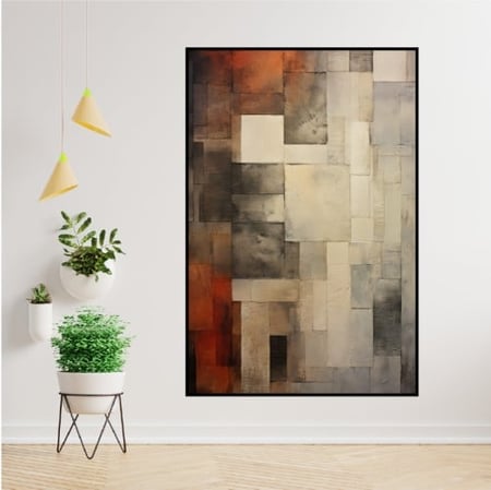 لوحة جدارية فن التجريدي - بني