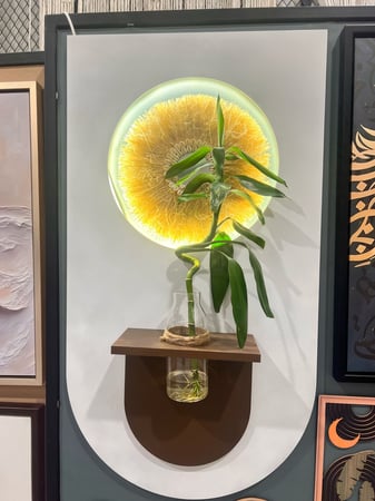 ديكور جداري خشبي اضائة وطبيعة 60*110