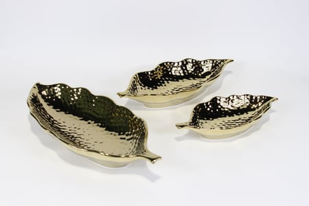 طقم صحون سيراميك على شكل ورق شجر