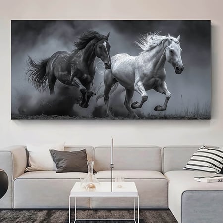لوحة جدارية فن خيول عربية