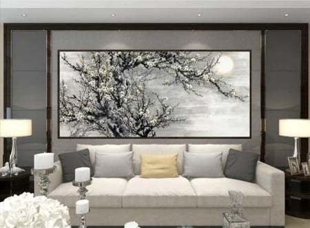 لوحة جدارية كبيرة فن تجريدي معاصر