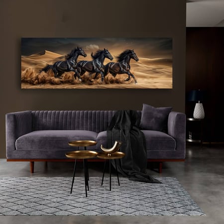 لوحة  خيل و صحراء