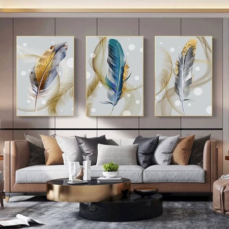 لوحات ثلاثية فن تجريدي - ريش