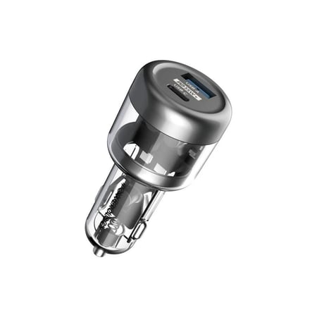 POWEROLOGY-شاحن سيارة شفاف 35W بمنفذ A+C