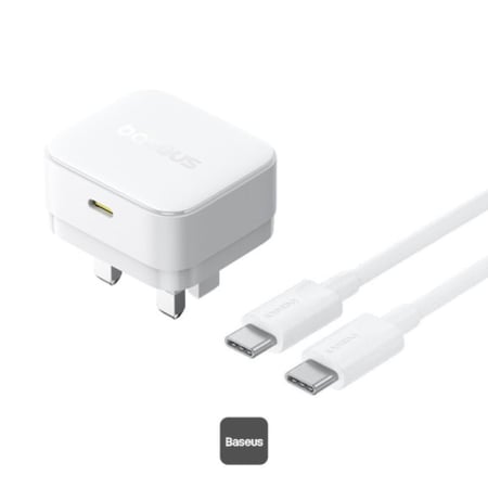 شاحن جداري بيسوس PD بقوة 20 واط + كابل تايب سى - تايب سى