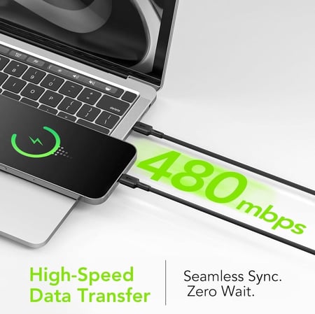 سلك شاحن أورايمو روبوست لاين من USB-C إلى آيفون بطول 1 م وبقوة 30 واط