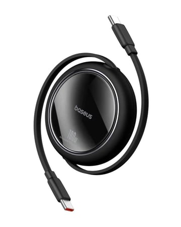 سلك تايب سي شحن سريع من بيسوس Free2Draw صغيرUSB-C قابل للسحب بقوة 100 واط