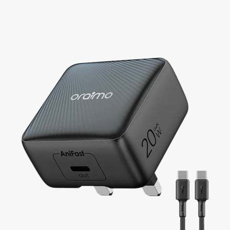 شاحن جداري أورايمو بوركيوب شيك بتقنية GaN بمنفذ USB-C وبقوة 20 واط