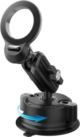 بورودو حامل مغناطيسي للوحة القيادة والزجاج الامامي متوافق مع ماج سيف، دوران 360 درجة، افقي ورأسي، لاصق قوي، نوع مغناطيسي N52، عدد 17 قطعة من الماغناطيس- اسود