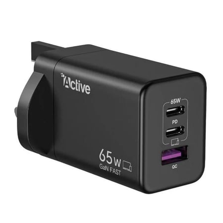 شاحن جداري 3 منافذ 65 واط Active اكتيف