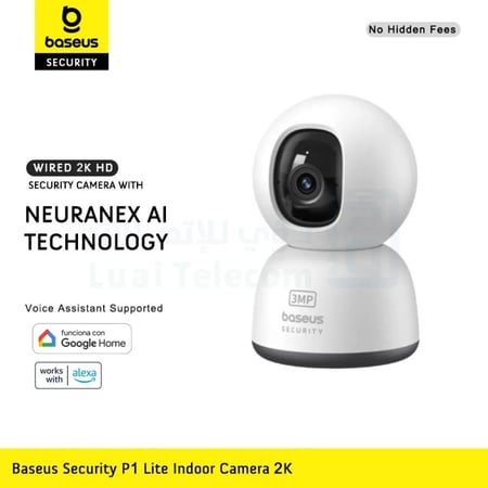 كاميرا مراقبة داخلية بيسوس - P1 Lite بدقة 2K و دوران 360 درجة - ابيض
