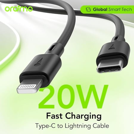 سلك شاحن أورايمو روبوست لاين من USB-C إلى آيفون بطول 1 م وبقوة 30 واط