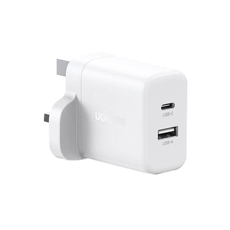 شاحن جداري بمنفذ USB-C ومنفذ USB وبقوة 20 واط من يوجرين