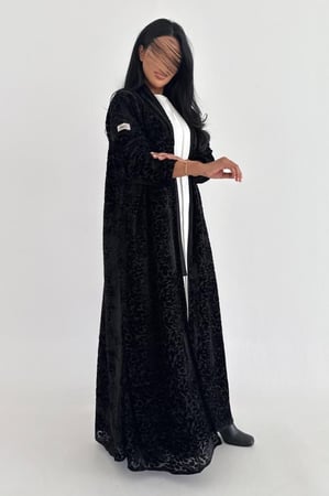 عباية شيفون مخمل كريب قصة ربع كلوش