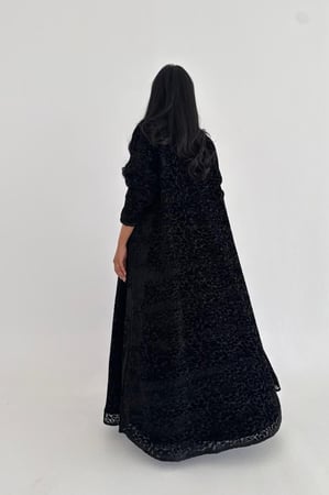 عباية شيفون مخمل كريب قصة ربع كلوش