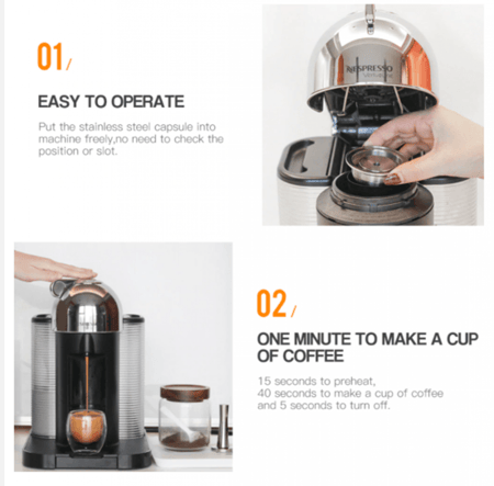 كبسولة ستيل قابلة للتعبئة متوافقة مع فيرتو نسبريسو