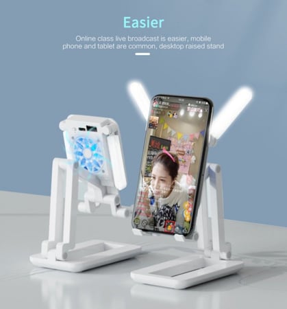 ستاند جوال مزود باضاءة ليد ومروحة للتبريد