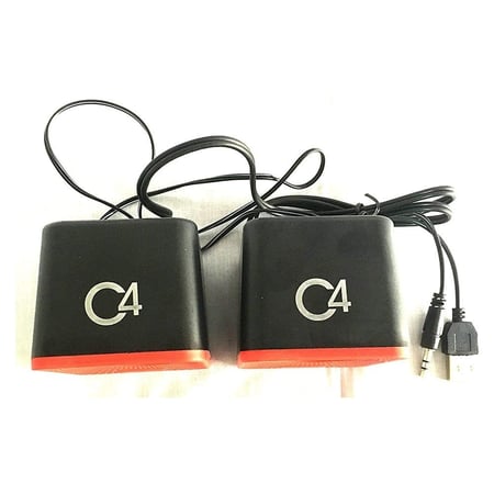 سي فور | سماعة سبيكر | للكمبيوتر واللابتوب | احمر/اسود C4 | Mini USB Speaker | C4-SP-03