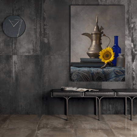 لوحة جدارية إبريق القهوة العربية وعباد الشمس