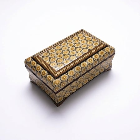 صندوق خشب نقش أصفهان يدوي ملون 10 سم *12سم -صغير