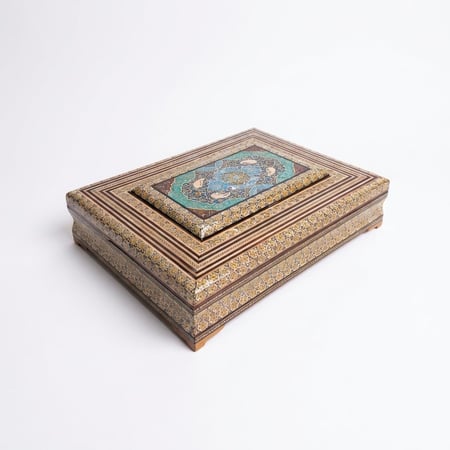 صندوق خشب نقش أصفهان يدوي ملون 30 سم * 40سم