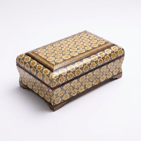 صندوق خشب نقش أصفهان يدوي ملون 10 سم *12سم -صغير