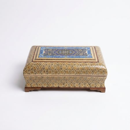 صندوق خشب نقش أصفهان يدوي ملون 14 سم 22سم