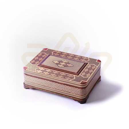 صندوق خشب نقش يدوي أصفهان كلاسيك مزخرف مقاس 30 سم * 22 سم