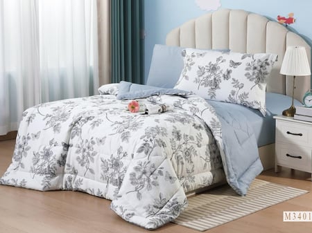 مفرش تولين مشجر قطن 100% صيفي مفرد ونصف