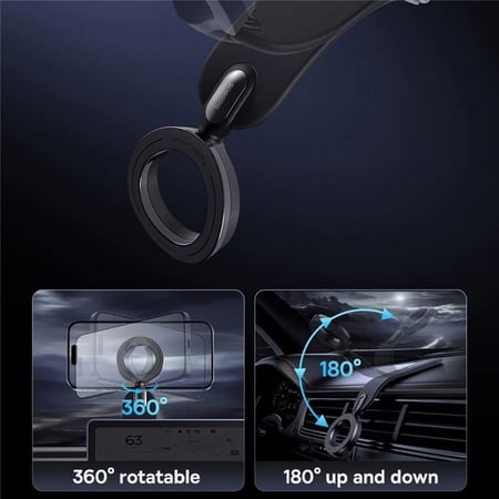 بيسوس - حامل جوال ماج سيف c02 للسيارة قابل لتعديل الزاوية 360 درجة - اسود