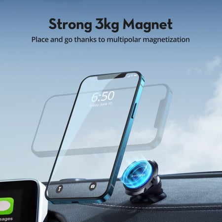 كومبو راف باور شاحن سيارة ، كيبل USB-A الى لايتننق ، حامل جوال للسيارة - اسود