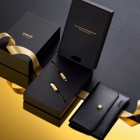 انكر - كيبل ايفون بي دي بطول 1.8 متر مطلي ذهب عيار 24