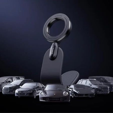 بيسوس - حامل جوال ماج سيف c02 للسيارة قابل لتعديل الزاوية 360 درجة - اسود