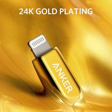 انكر - كيبل ايفون بي دي بطول 1.8 متر مطلي ذهب عيار 24