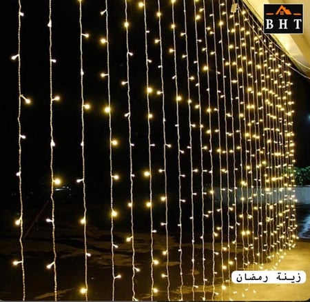 ستارة زينة مناسبات و حفلات رمضان كهربائية مضيئة باللون الأصفر 3 متر ضمان عامين لد موفرة للكهرباء