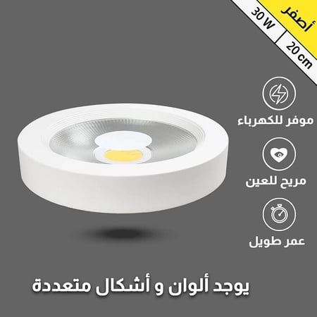 كشاف لطش 30وات 8بوصه اصفر - ابيض