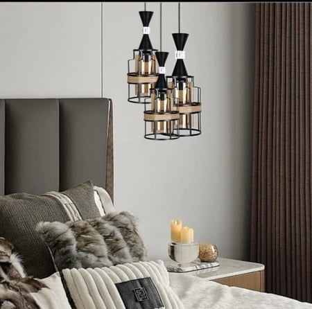 ثرياء علاقي ثلاثي مودرن اسود E27*3L