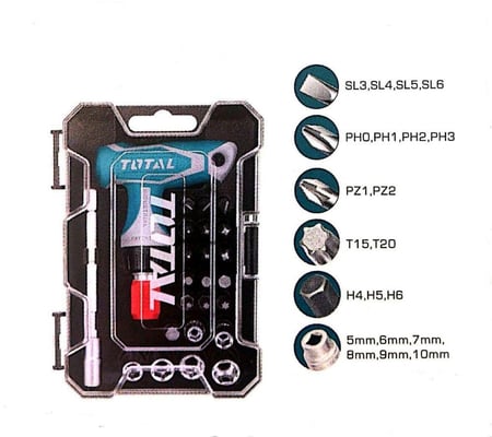 توتال مفك صغير طقم حرف تي 24قطعه 30186