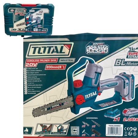 منشار حطب بطارية توتال بمحرك بدون فرشاة 8 بوصة