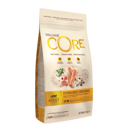 ويلنس كور طعام جاف اوريجنال  بالدجاج والديك الرومي للقطط المعقمة  - 1.75 كيلو