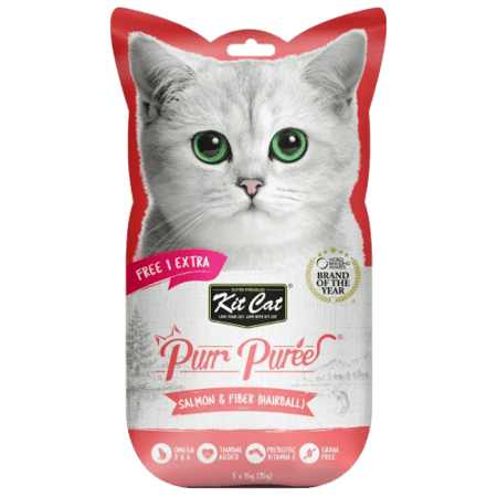 كت كات مكافآت سالمون وألياف لكرات الشعر (4+1×15 جم)