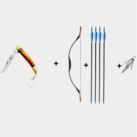 قوس الرماية الخشبي الطراز التقليدي 40 باوند+ 4 اسهم بجوده عالية + رأس سهم صيد