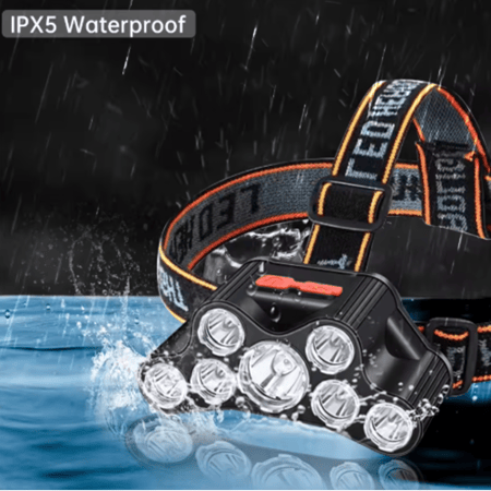 مصباح رأس ب 7 كشافات عالية الاظاءة بطارية مدمجة قابلة لا عادة الشحن