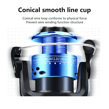 بكرة صيد خفيفة مطوية مع خط صيد بطول 1968.5 بوصة،